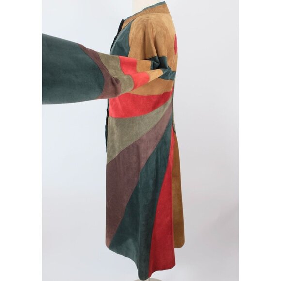 Vintage Y2K Dolce & Gabbana Suede Coat 46 US 10 Patchwork Butterfly - Picture 7 of 14